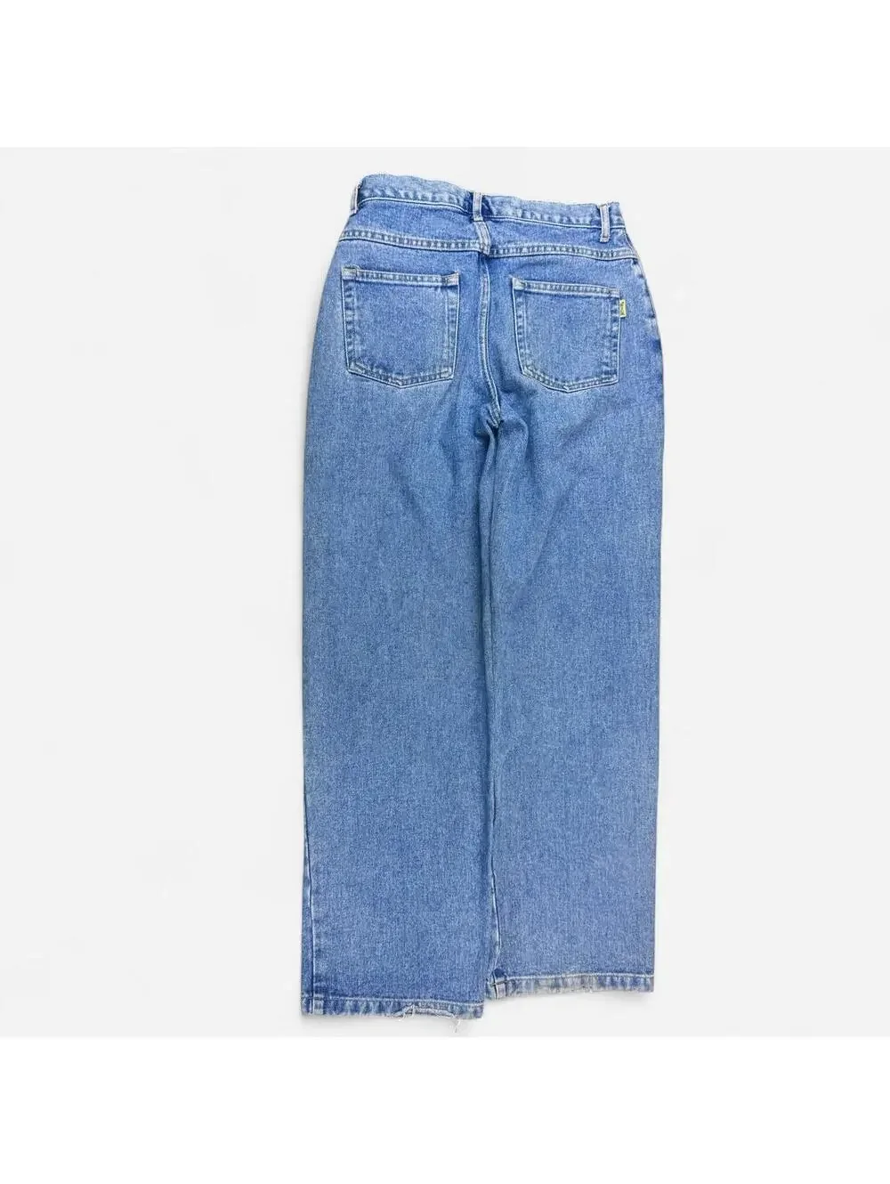 Vintage 90s Light Wash Button Fly High Rise Straight Jeans in Blue